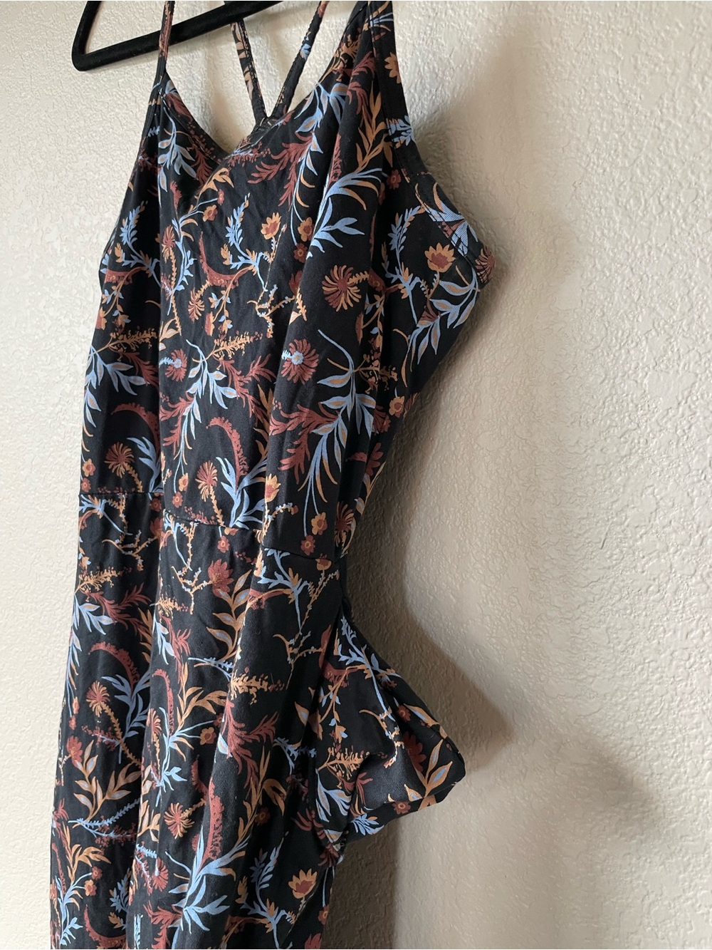 Pact Organic Cotton Whimsy Floral Fit Flare Dress Black Racerback L - Picture 9 of 12